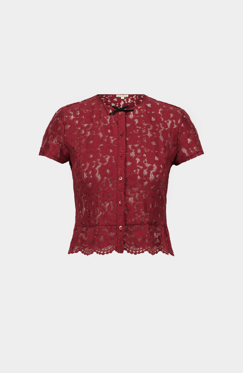 SAEMDI Lace Top, Main, color, Burgundy
