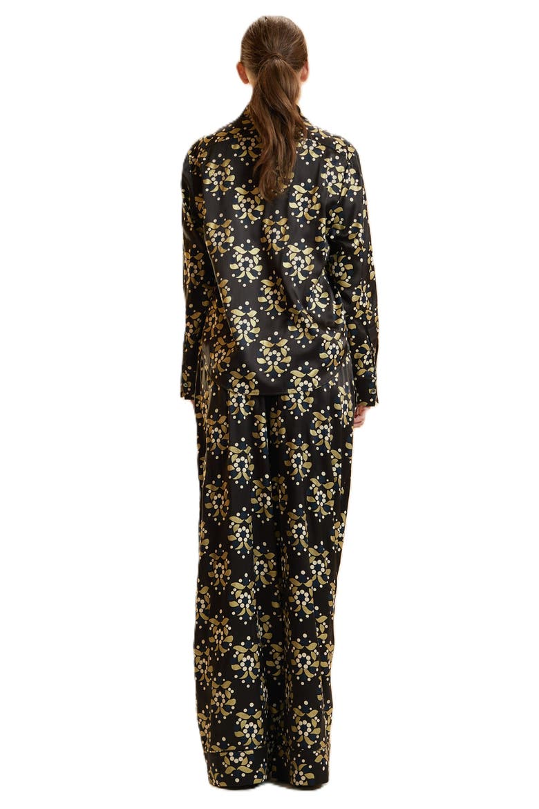 Silk Wide Leg Pants, Alternate, color, Black/Gold