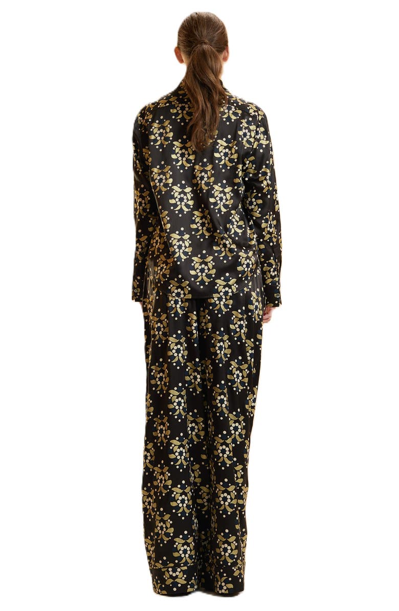 Cynthia Rowley Silk Wide Leg Pants, Alternate, color, Black/Gold