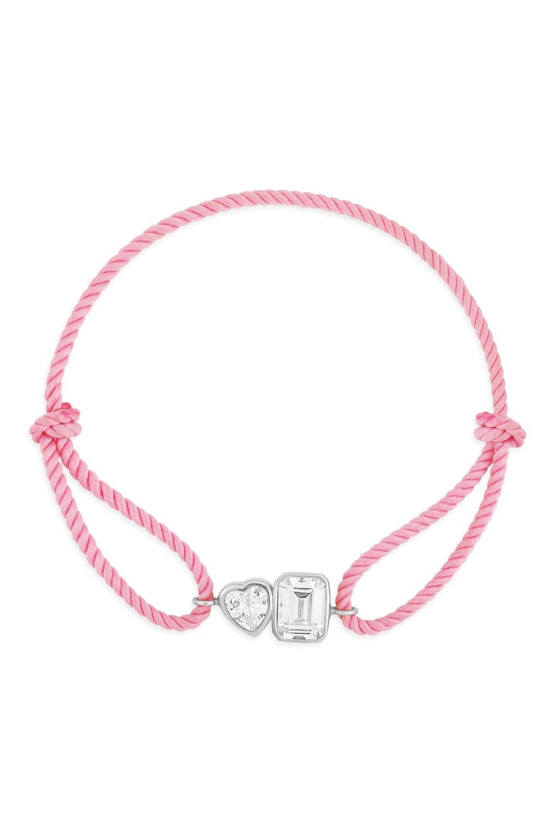 Cubic Zirconia Corded Slider Bracelet, Main, color, SILVER PINK