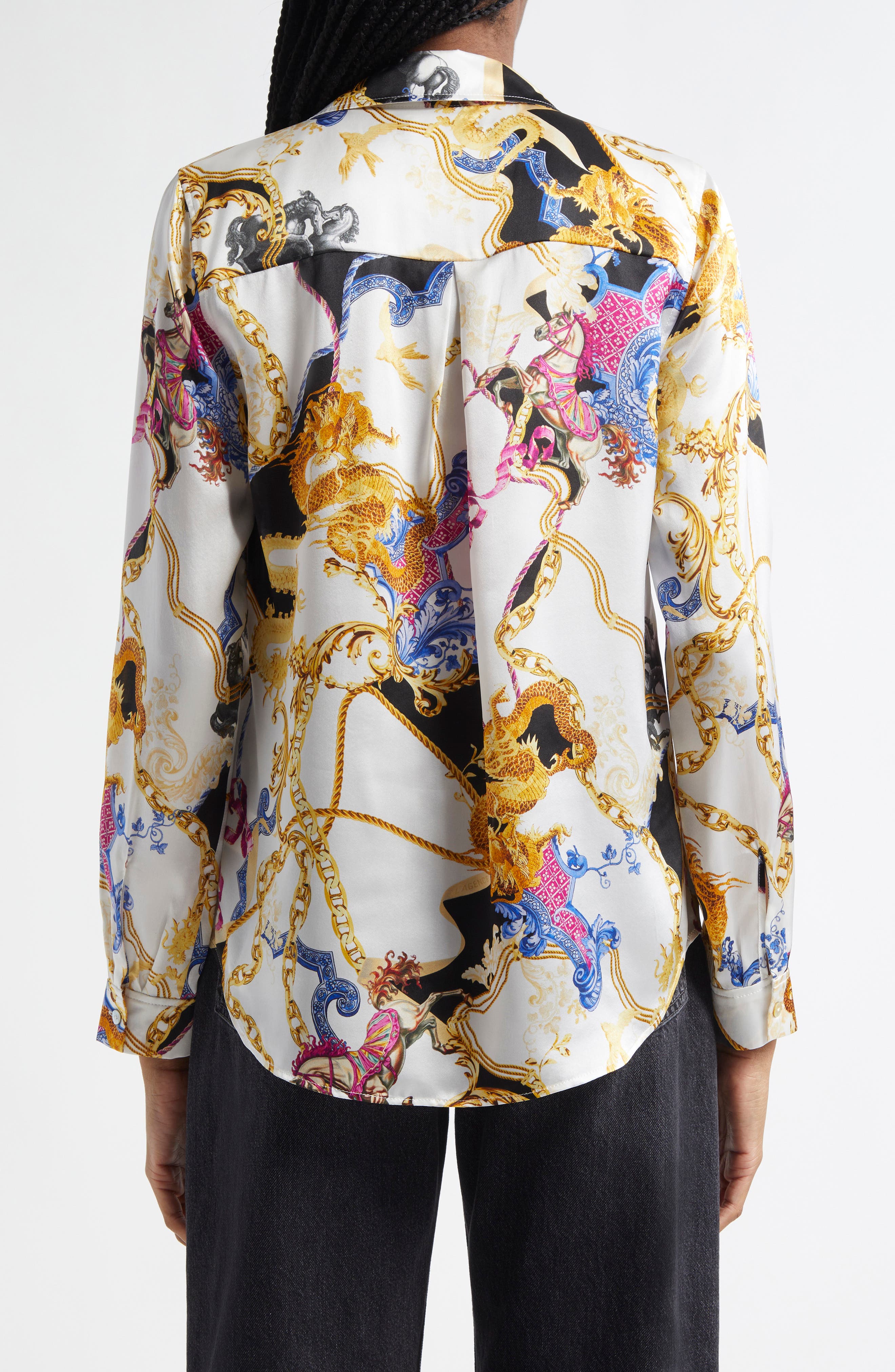 Tyler Fantasy Print Silk Button-Up Shirt - image 2
