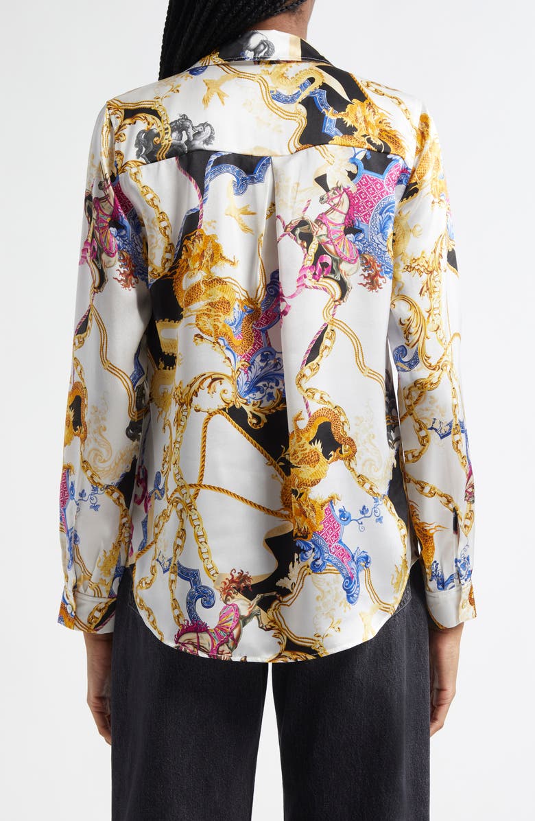 L'AGENCE Tyler Fantasy Print Silk Button-Up Shirt, Alternate, color,