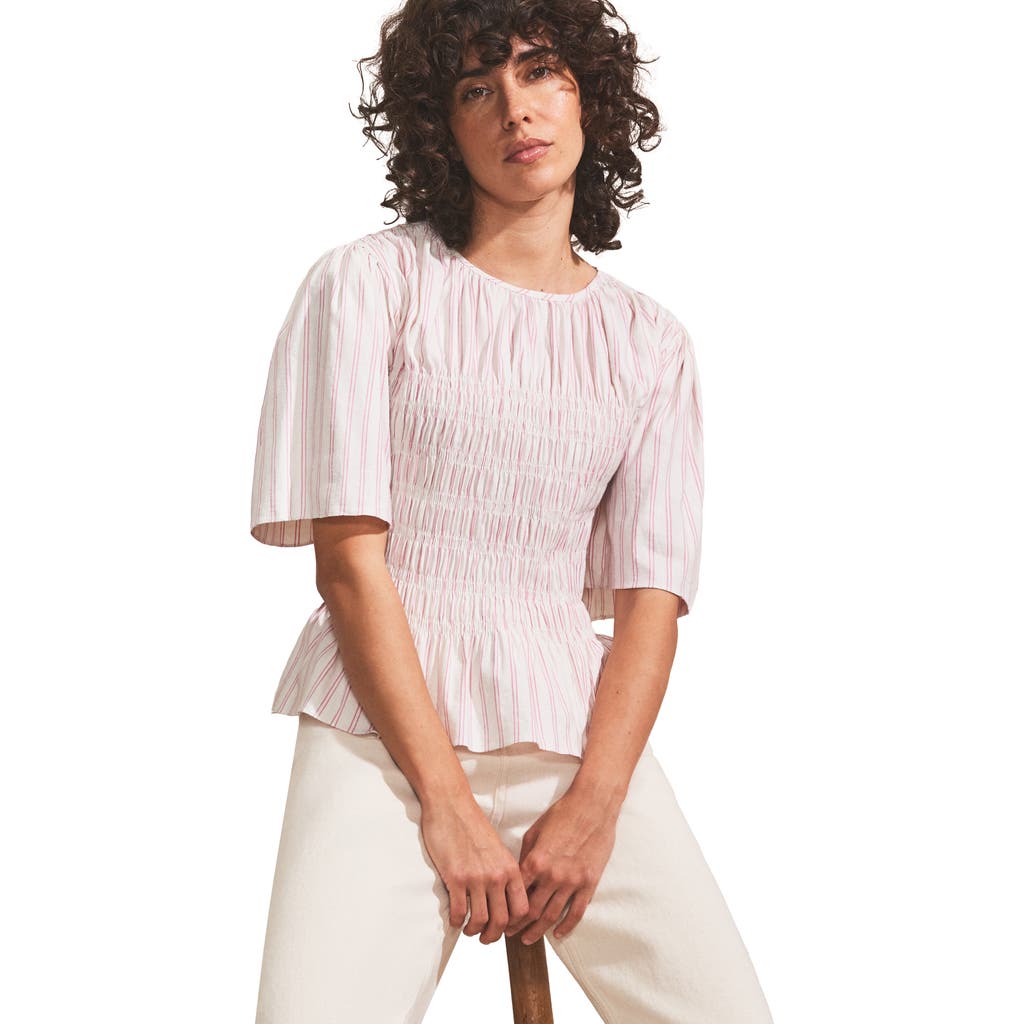 Ro&zo Womens Pink Stripe Shirred Top In Pink