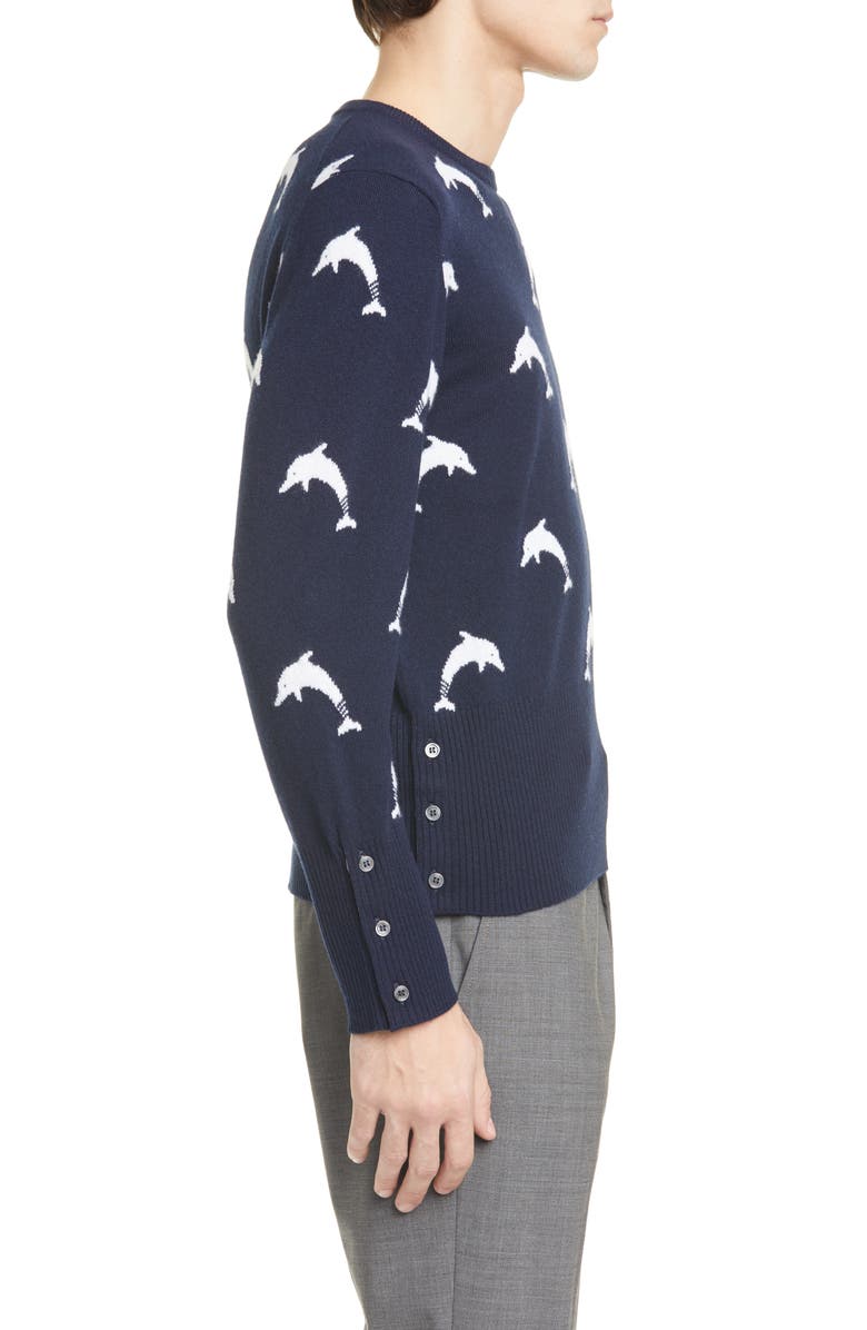 Thom Browne Dolphin Cashmere Sweater, Alternate, color,