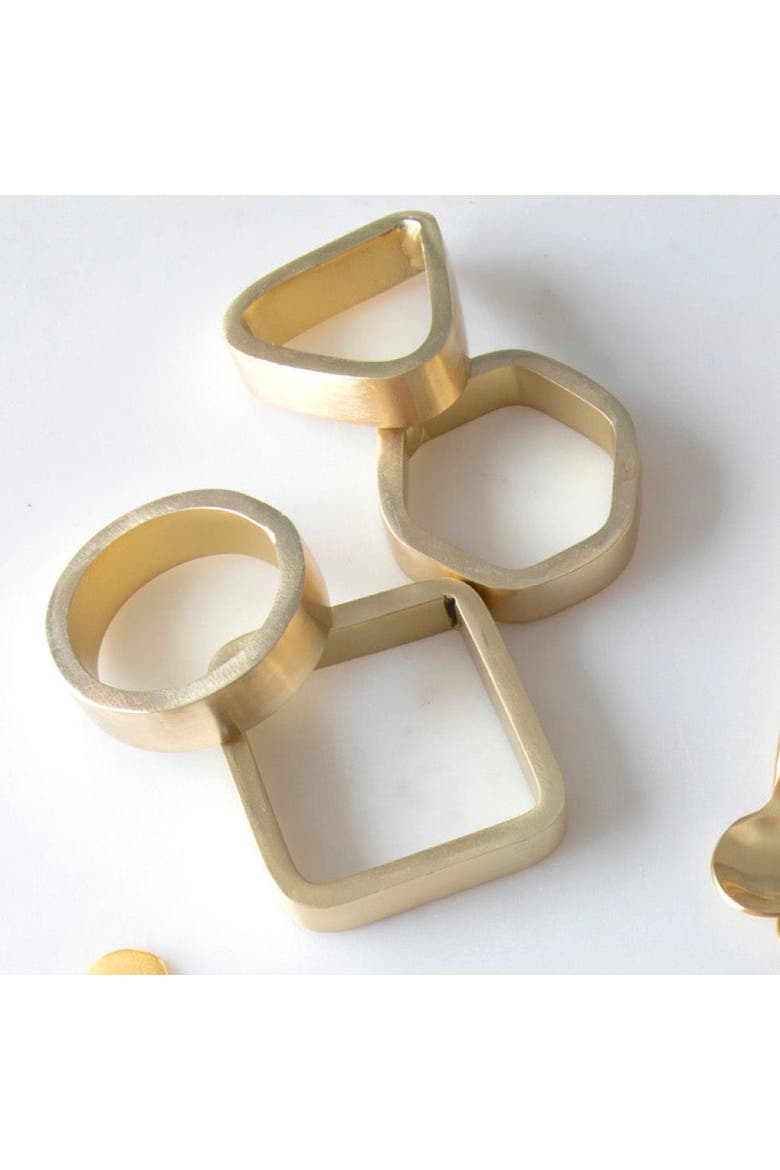 Luxe Hexagon Napkin Ring, Set of 8, Alternate, color, Gold