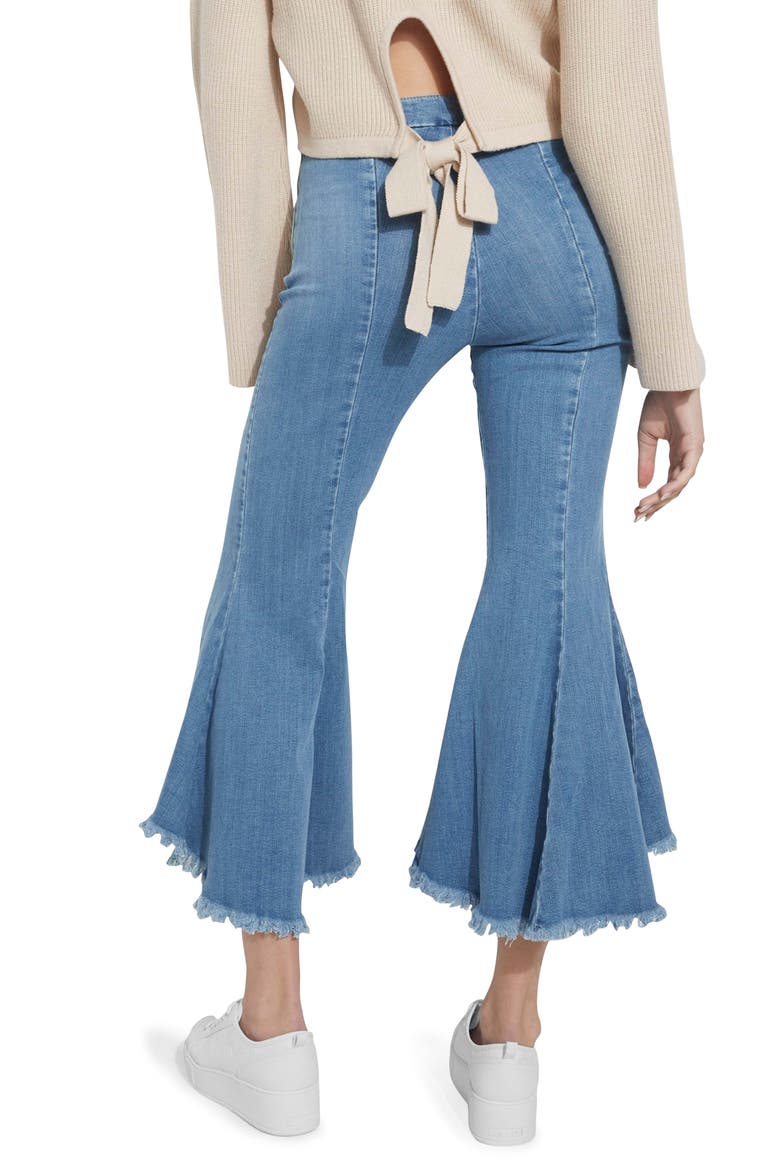 Sofia 1981 Frayed Ankle Flare Jeans, Alternate, color, BLUE