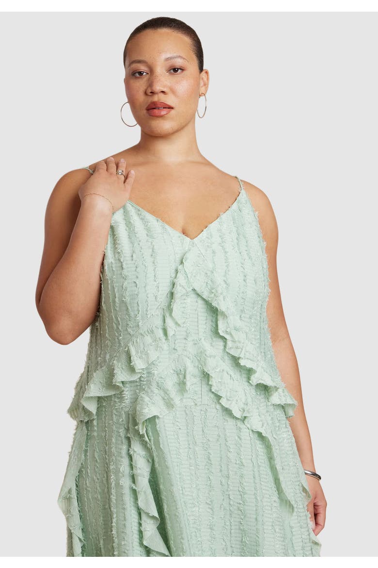 Textured Ruffle Cami Dress, Alternate, color, SAGE