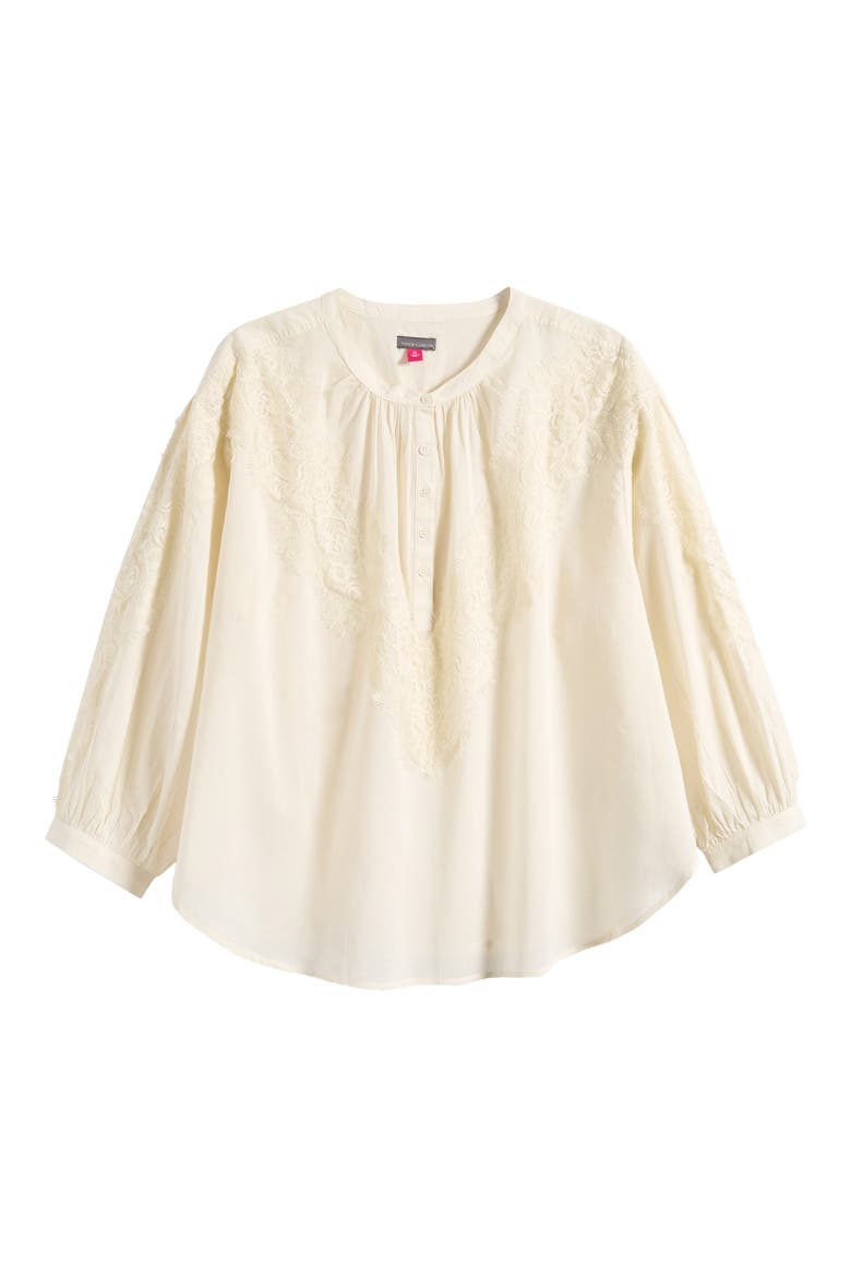 Lace Half Placket Top, Alternate, color, NEW IVORY