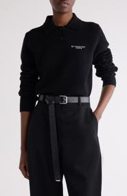 Givenchy Long Sleeve Wool & Cashmere Polo