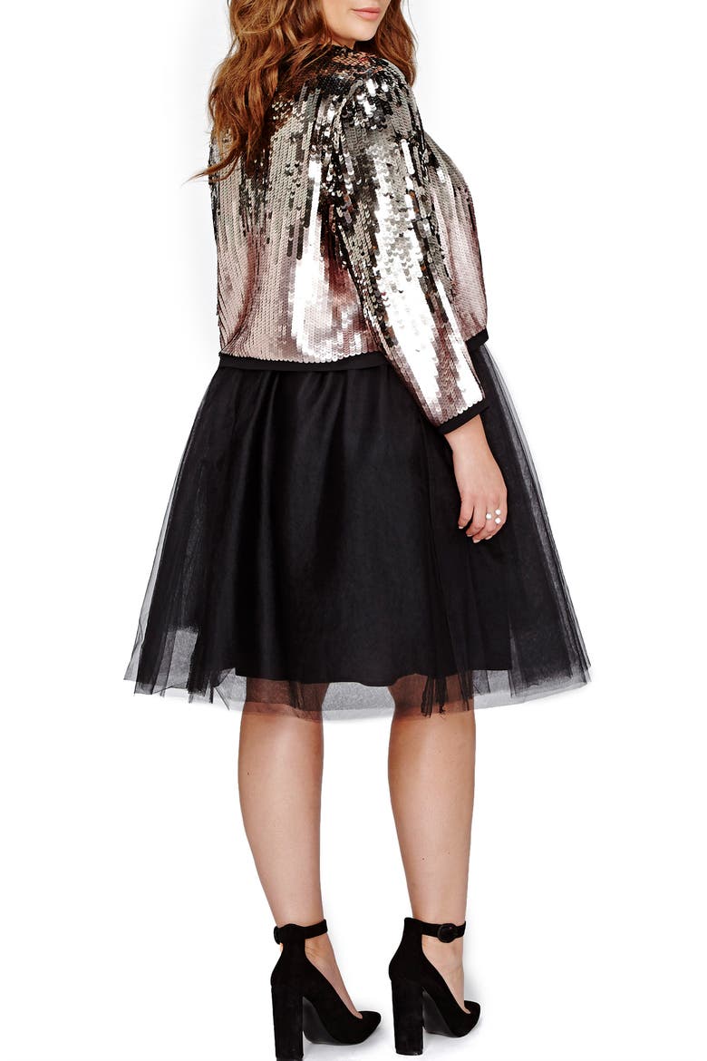 Sequin Crop Jacket, Alternate, color, ROSE PEWTER COMBO