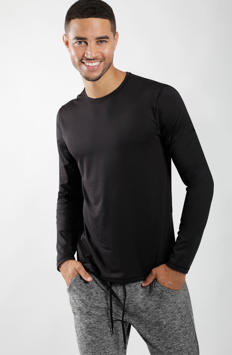 90 DEGREE BY REFLEX Long Sleeve Crew T-Shirt, Alternate, color, Black