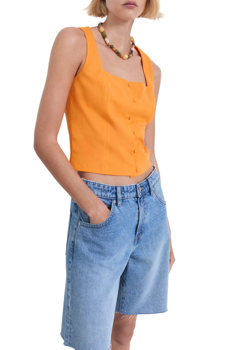 MANGO Square Neck Vest, Main, color, Orange
