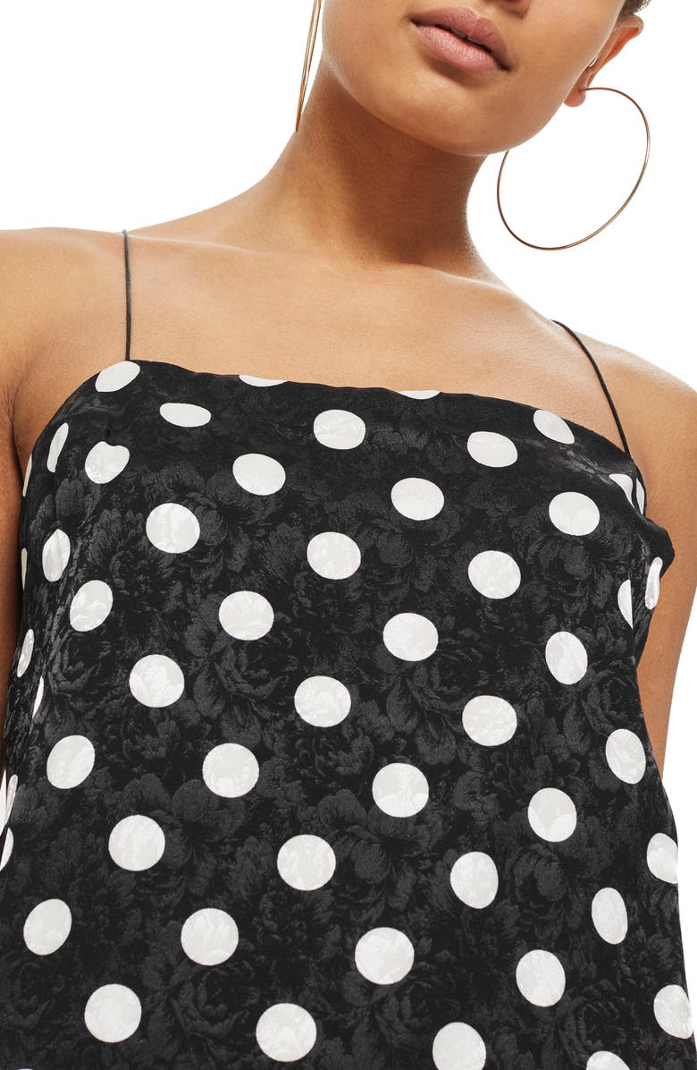 Topshop Square Neck Jacquard Mini Slipdress, Alternate, color, 