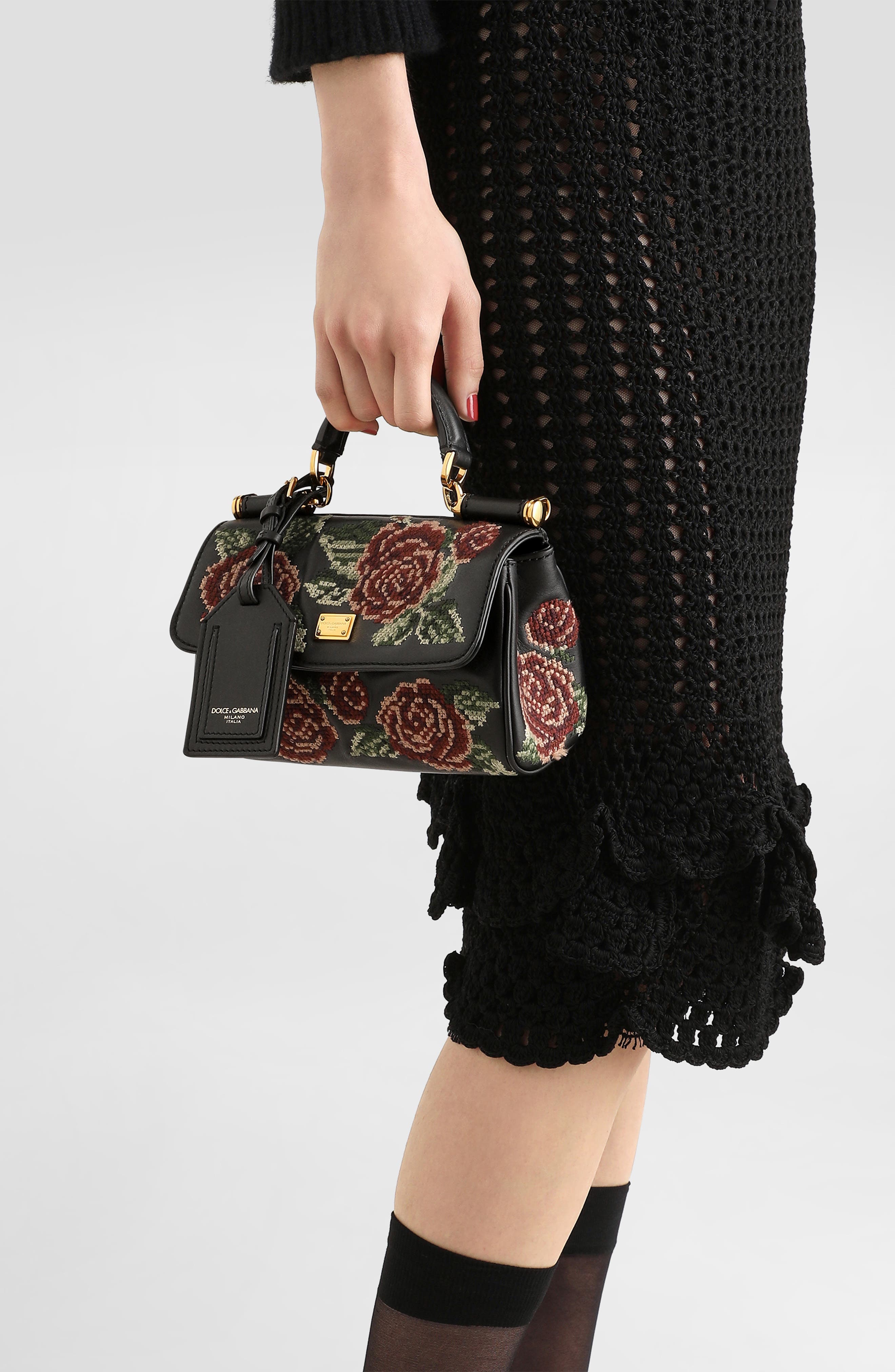 Needlepoint Small Sicily Leather Handbag, Alternate, color, MULTICOLOR 1