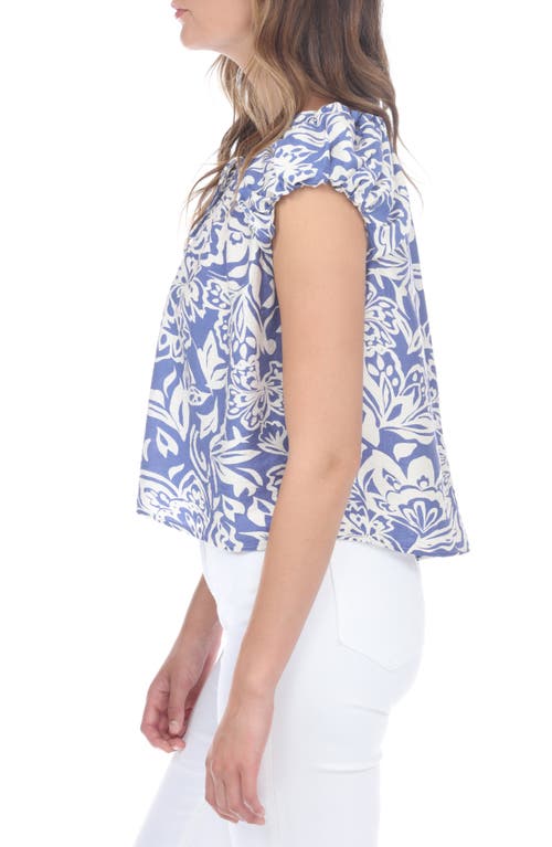 Shop Rain And Rose Floral Print Top In Blue
