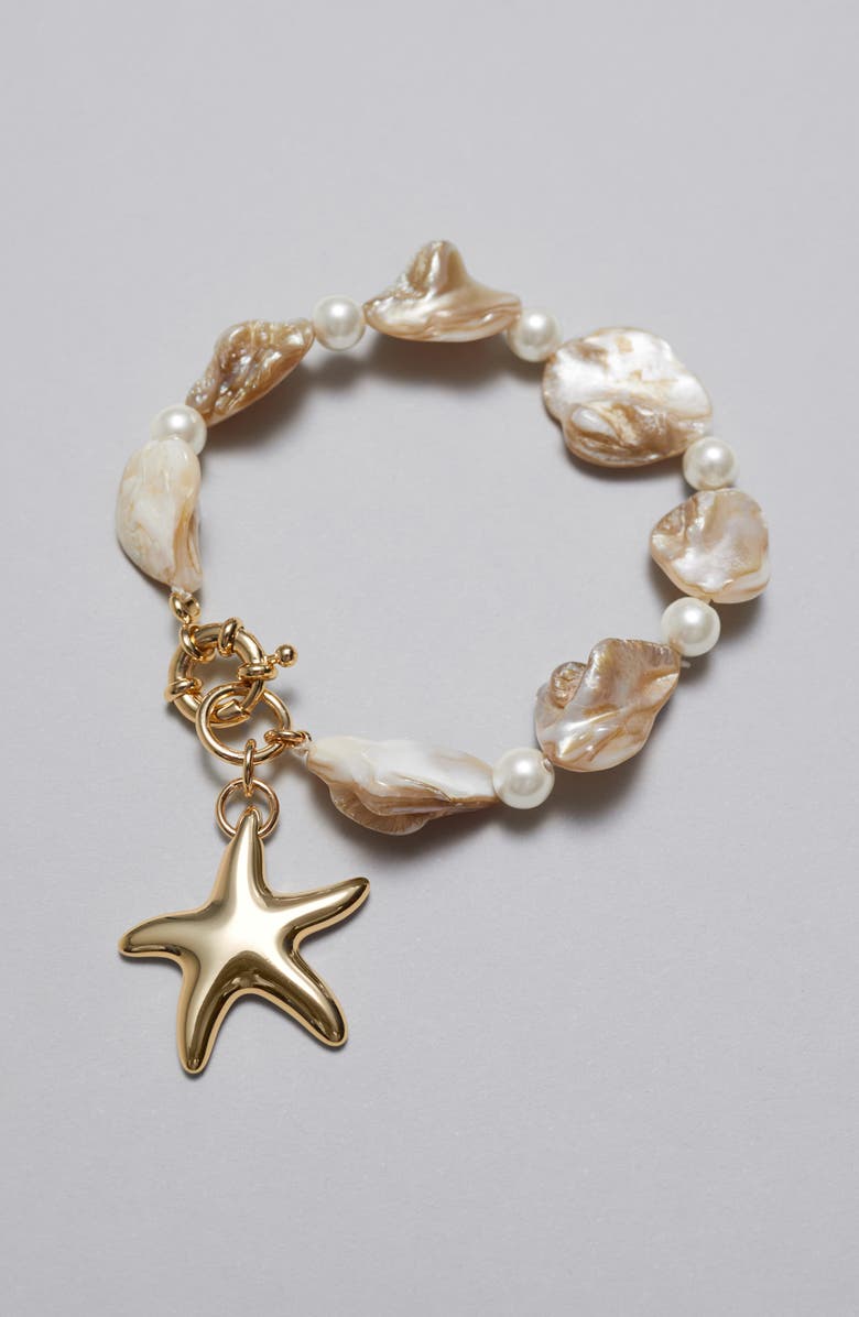 & Other Stories Bertil Star Bracelet, Alternate, color, Ivory/ Gold