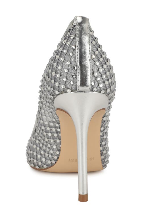 Shop Nine West Freshe Crystal Embellished Pump In Silver