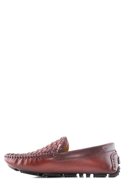 Marc Joseph New York Spring Street Woven Leather Driving Loafer In Wine Basket Napa