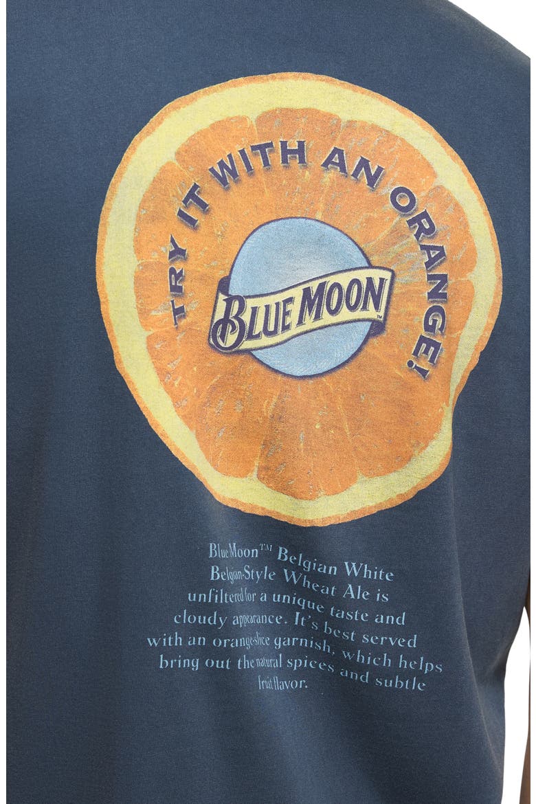 Blue Moon Orange Cotton Graphic T-Shirt, Alternate, color, DARK DENIM