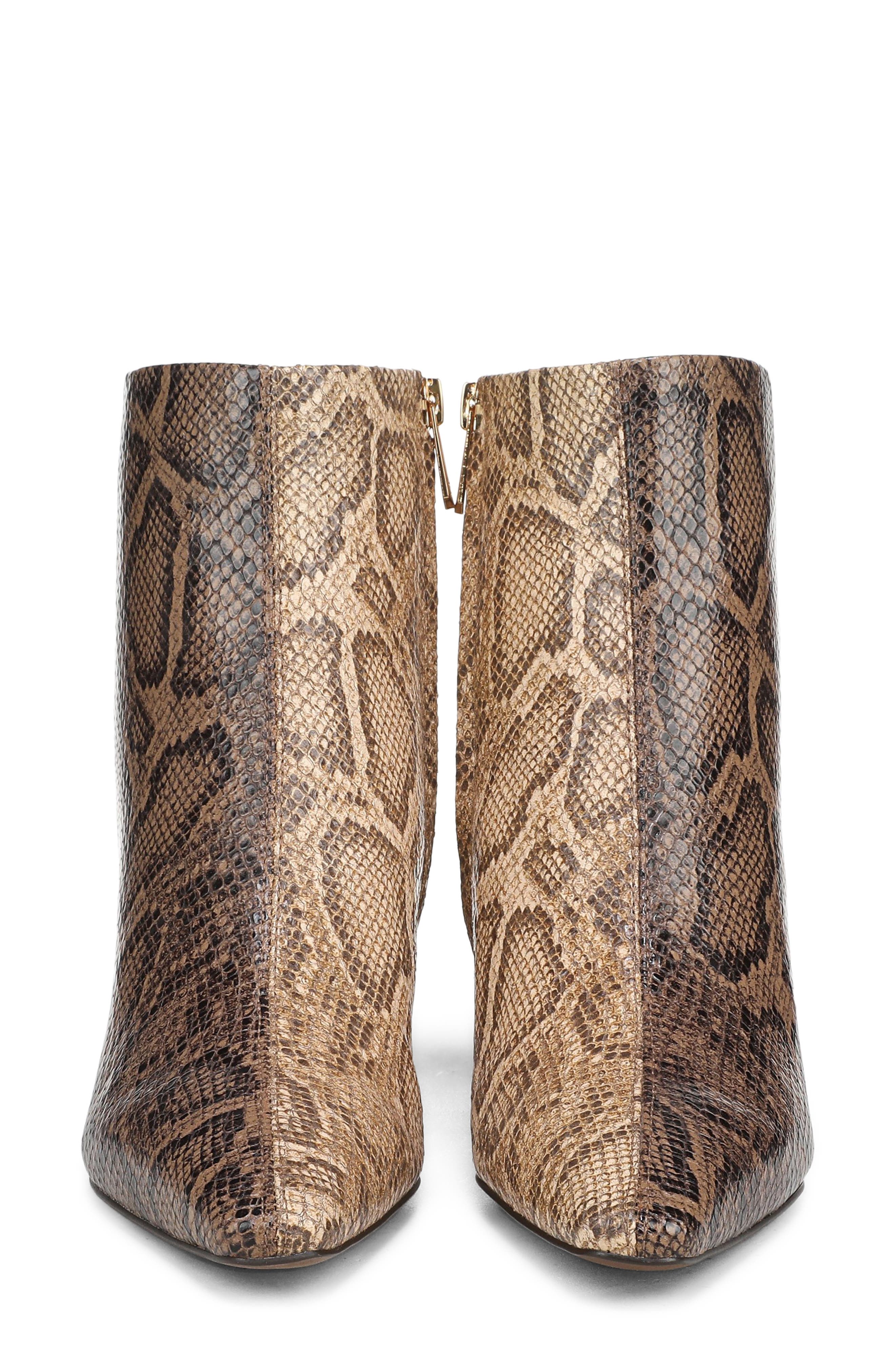 Saige 4 Croc Embossed Leather Bootie, Alternate, color, TRUFFLE BROWN/ LIGHT SAND