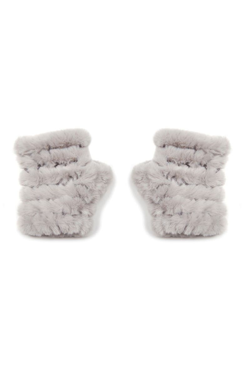 Faux Fur Knitted Mandy Mittens, Main, color, LIGHT GREY