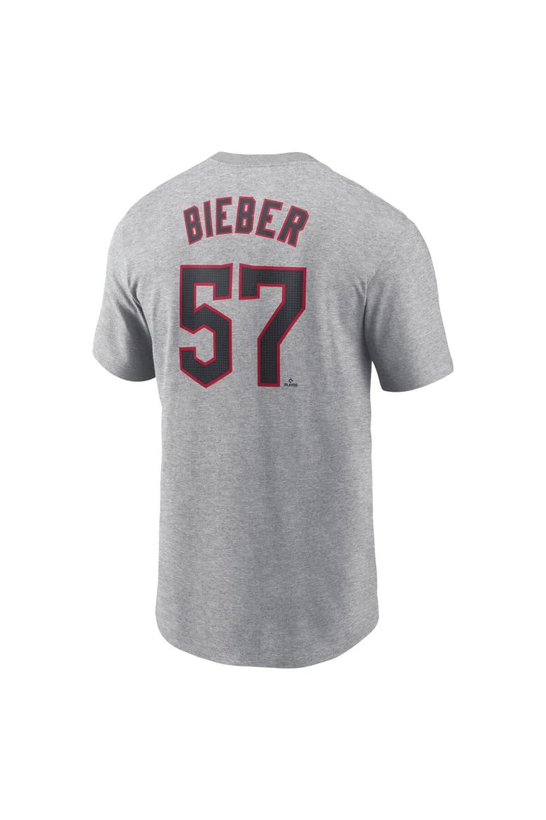 Men's Nike Shane Bieber Gray Cleveland Guardians Fuse Name & Number T-Shirt, Alternate, color, Gray