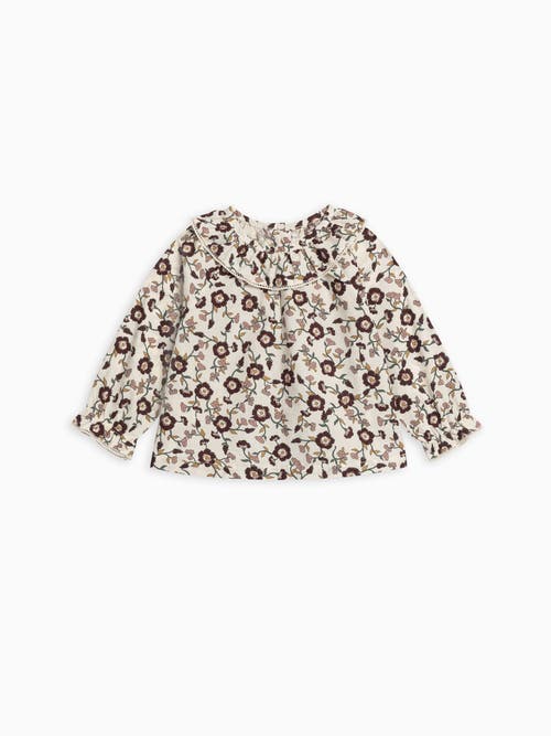 Kendi Shirley Poplin Ruffle Collar Shirt In Brown