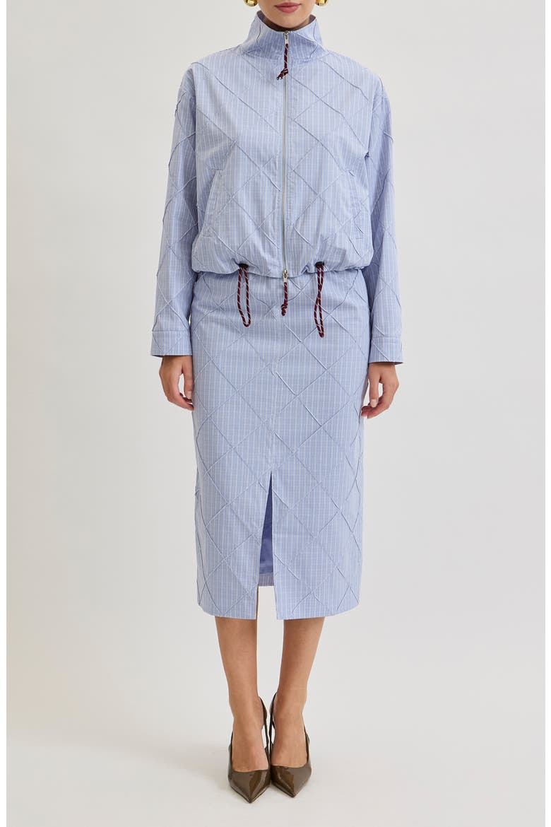 Riley Front Slit Midi Skirt, Alternate, color, LIGHT BLUE PLAID