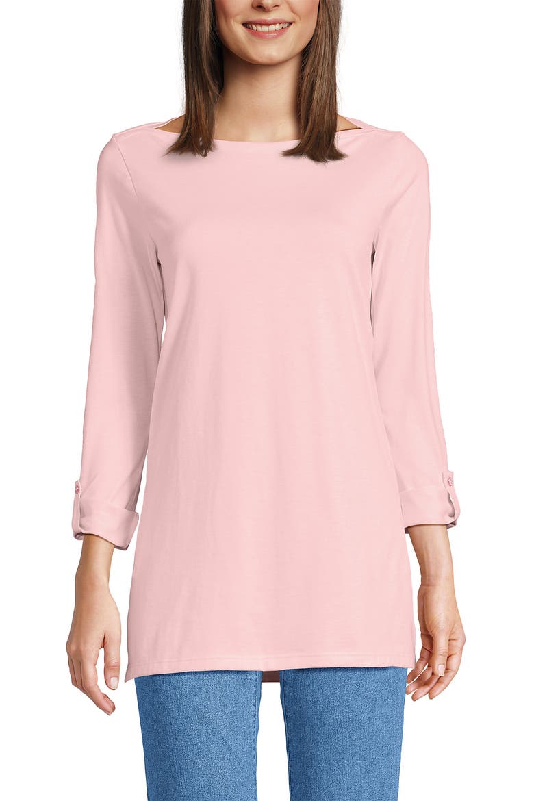 Supima Cotton Adjustable 3/4 Sleeve Boatneck Tunic, Main, color, Sea Salt Pink