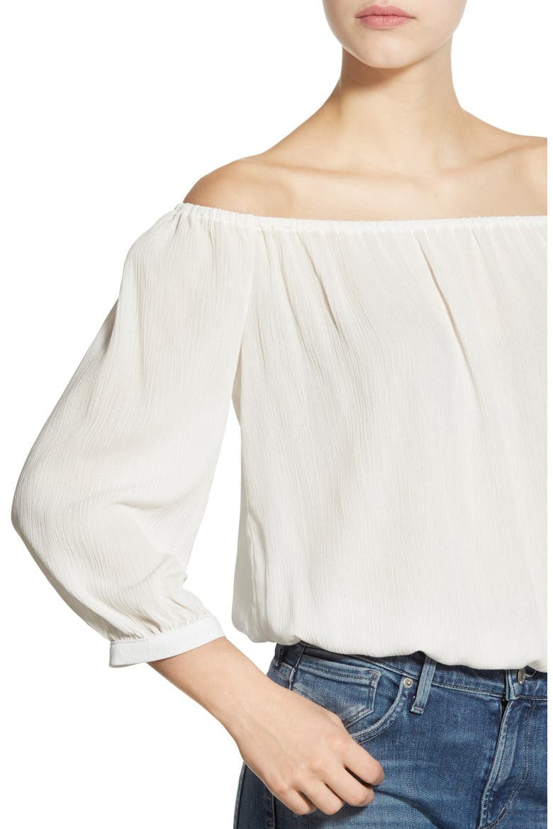 Off the Shoulder Peasant Top, Alternate, color, WHITE
