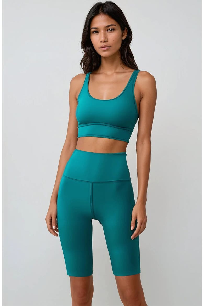 Tummy Control Long Bike Swim Shorts, Alternate, color, Dark Jade