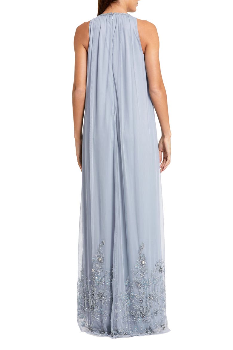 High Neck Floral Embellished Trapeze Gown, Alternate, color, Powder Blue