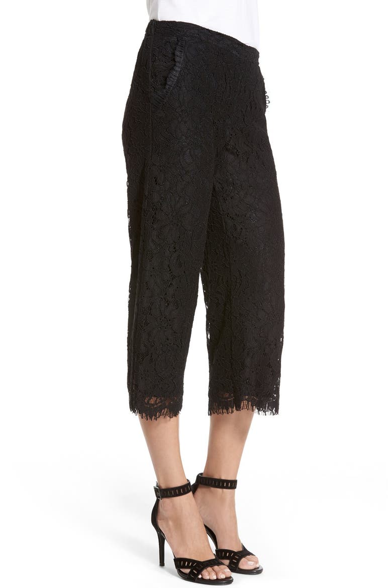 'Stella' Lace Culottes, Alternate, color, BLACK