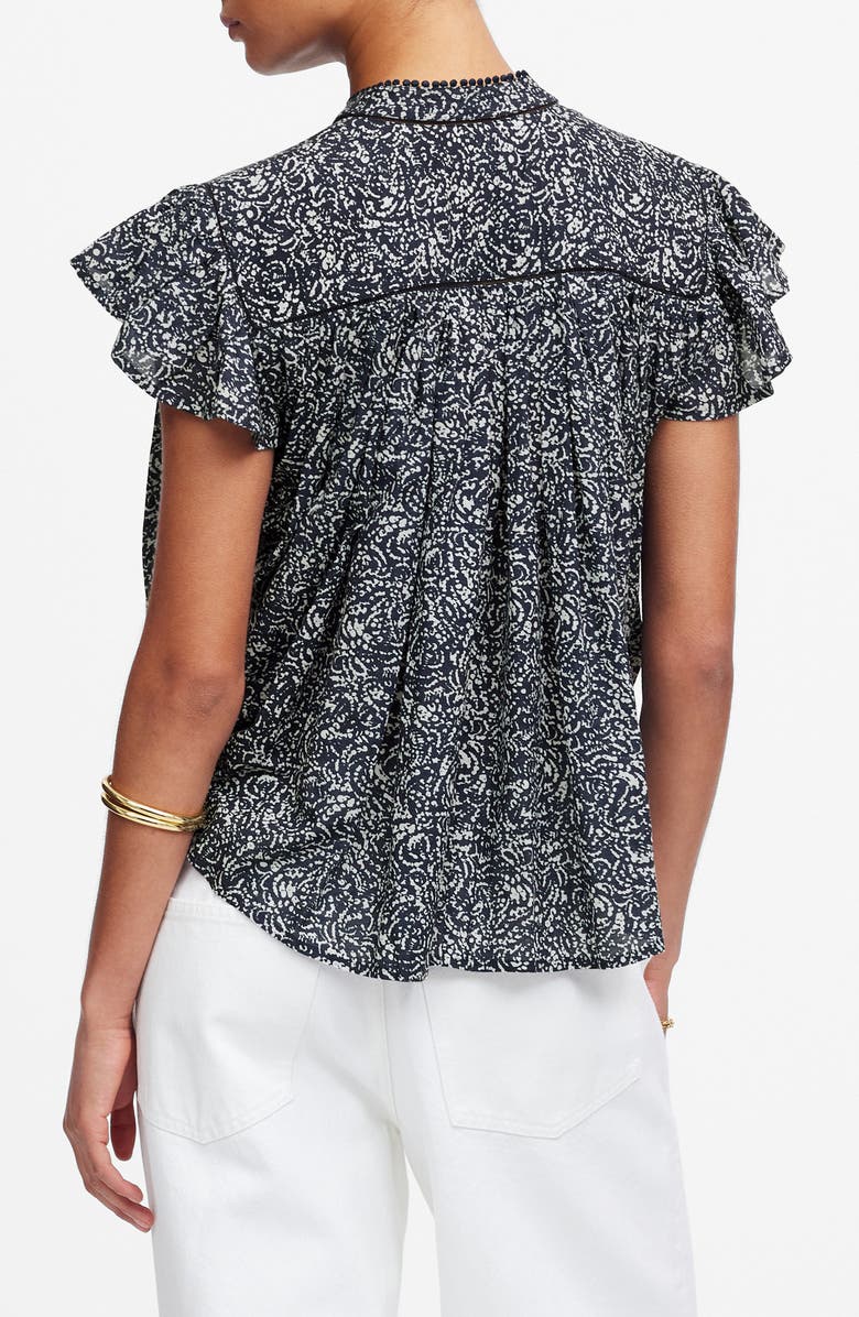 Madewell Floral Shirred Lace Trim Top, Alternate, color, 