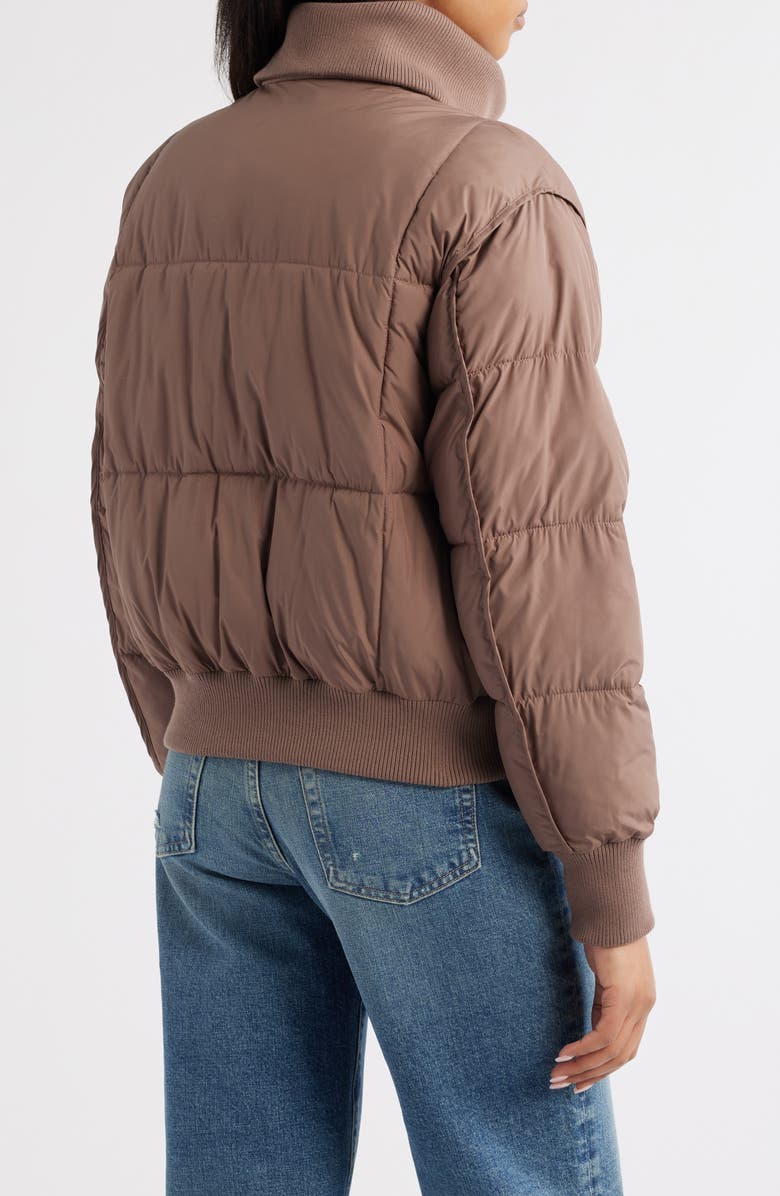 Bernardo Knit Collar Crop Puffer Jacket, Alternate, color, Pine Bark
