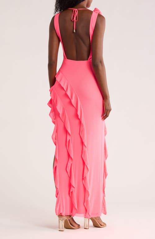 Afrm Los Angeles Airess Ruffle Maxi Dress In Pink