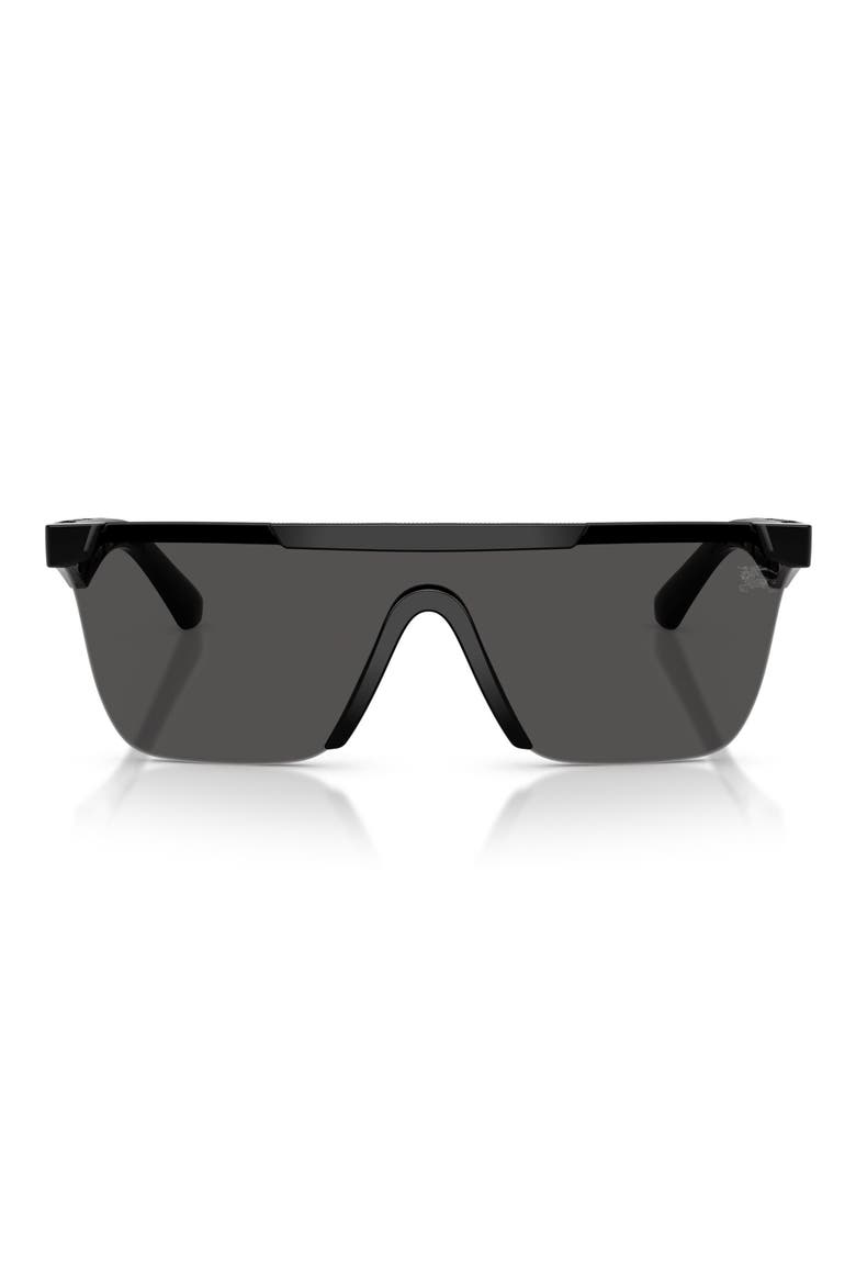 141mm Rectangular Shield Sunglasses, Main, color, BLACK / DARK GREY