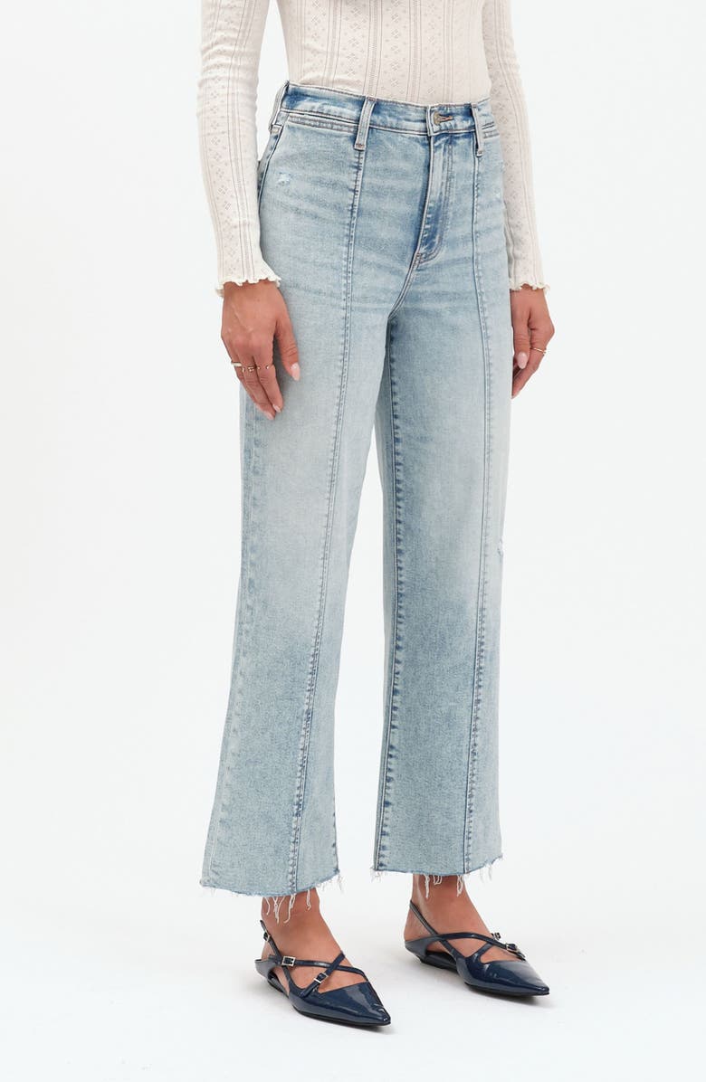 DAZE Pleaser Distressed High Waist Raw Hem Crop Jeans, Alternate, color, Cupid