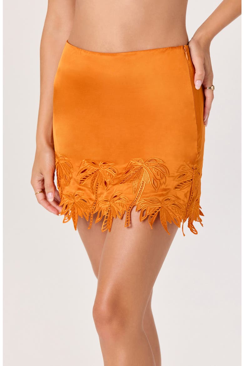 Dawn Lace Detail Matte Satin Miniskirt, Alternate, color, SUNSET