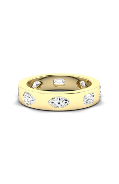 Multi Shape Inlay Lab Diamond Band in 14K