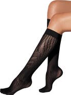 Wolford Snake Print Mesh Knee High Socks