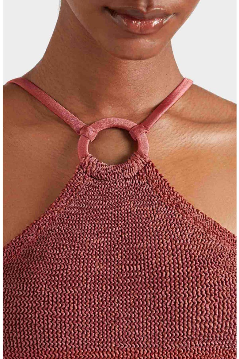 Jasmine O-Ring One-Piece Swimsuit, Alternate, color, METALLIC ROSEWOOD