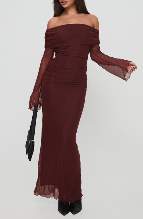 Princess Polly Consideration Off The Shoulder Long Sleeve Mesh Maxi Dress