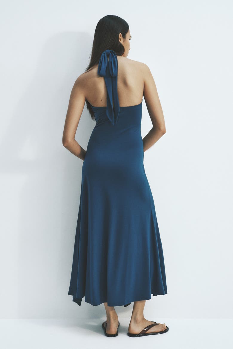 Flounced Halterneck Dress, Alternate, color, Dark turquoise