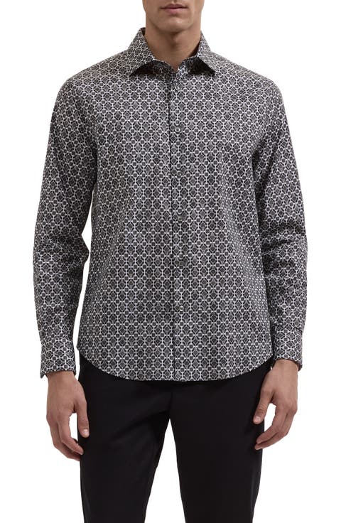 Axel Shaped Long Sleeve Patterned Shirt