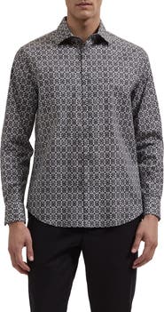 Bugatchi Axel Shaped Long Sleeve Patterned Shirt