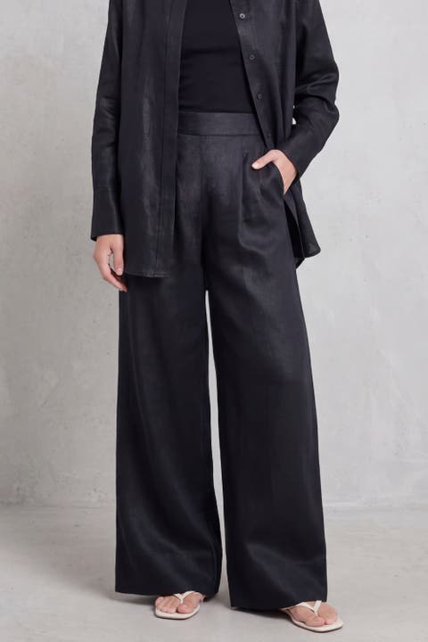 Mia Linen Twill Wide-leg Pants