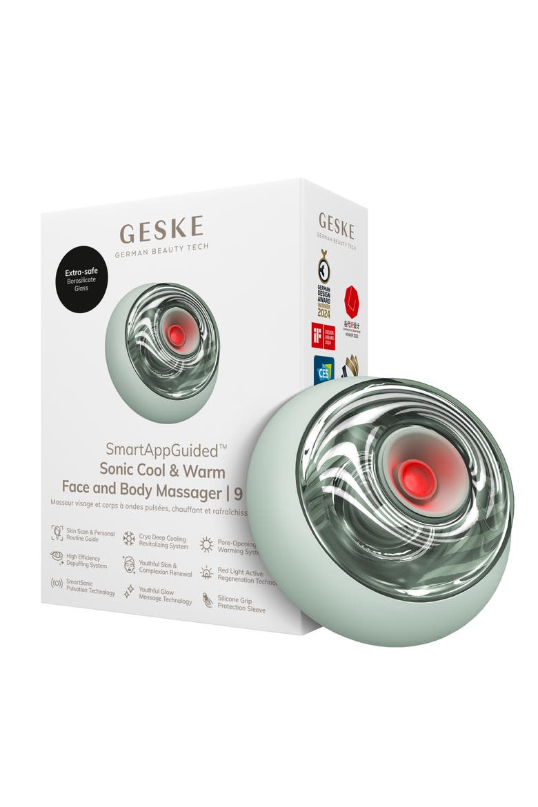 SmartAppGuided Sonic Cool & Warm Face and Body Massager | 9 in 1, Main, color, Green