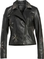 BLANKNYC Embellished Faux Leather Moto Jacket