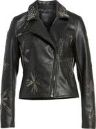 BLANKNYC Embellished Faux Leather Moto Jacket